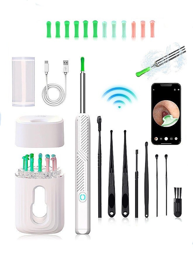 Bukela Ear Wax Removal, Wi-Fi Visible Ear Cleaner Kit with 12 Ear Pickers and Storage Case, Ear Wax Removal Tool with 1080 HD Camera and 6 Ear Scoops (White) - Image 1